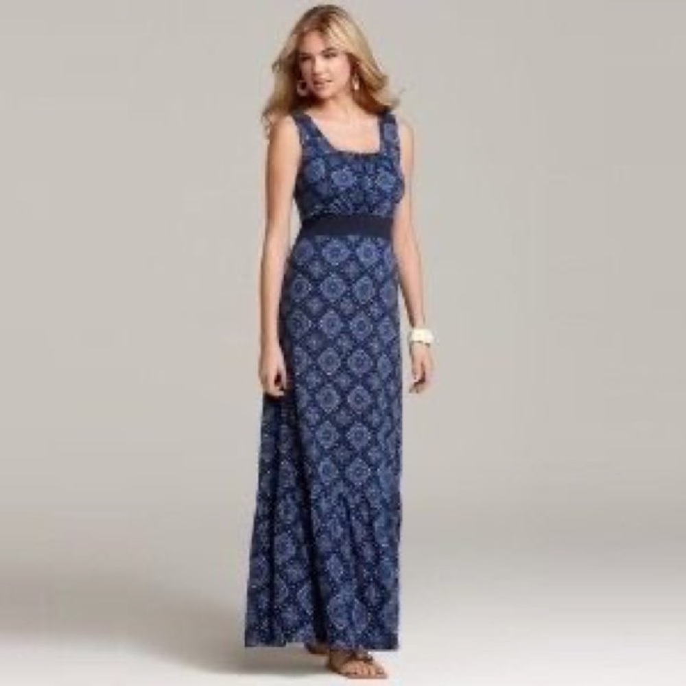 Tommy Hilfiger Maxi Dress-Sleeveless Navy Blue– Floral Print –Boho Summer Style